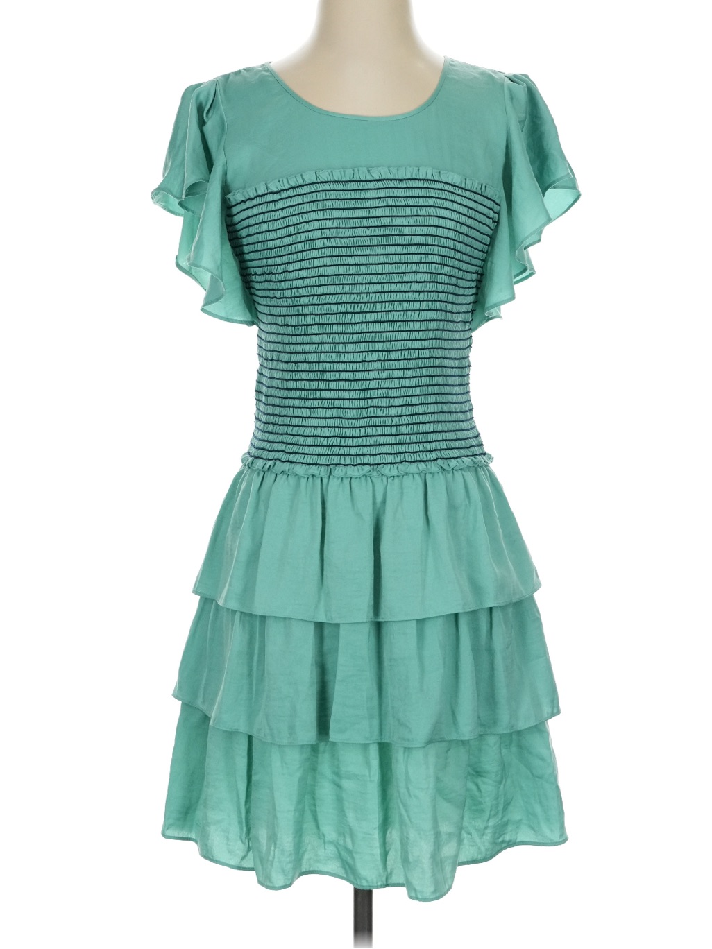 Bcbgmaxazria Sea-Foam Green Tiered Ruffle Cocktail Wedding Party Dress Sz Small